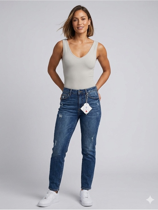 Ueu Tops - All Back to Basics Light Gray Thong Snap Bodysuit